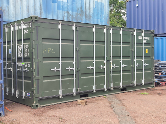 A 20 x 8ft Side Opening Container in New (One-Trip) condition, located in Glasgow