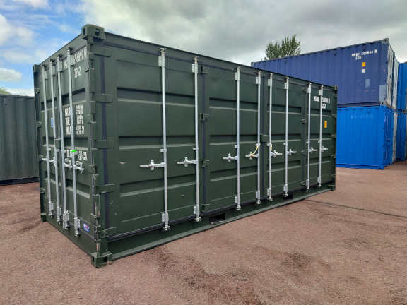 A 20 x 8ft Side Opening Container in New (One-Trip) condition, located in Glasgow