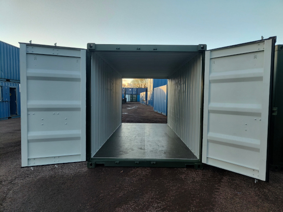 A 20 x 8ft Tunnel Container in New (One-Trip) condition, located in Glasgow