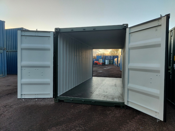 A 20 x 8ft Tunnel Container in New (One-Trip) condition, located in Glasgow