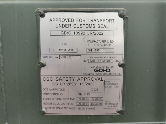 A 20 x 8ft Side Opening Container in New (One-Trip) condition, located in Glasgow (Blochairn)
