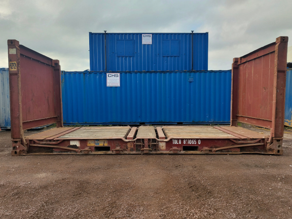A 20 x 8ft Flat Rack Container in Cargo Worthy condition, located in Glasgow (Blochairn)