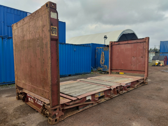 A 20 x 8ft Flat Rack Container in Cargo Worthy condition, located in Glasgow (Blochairn)